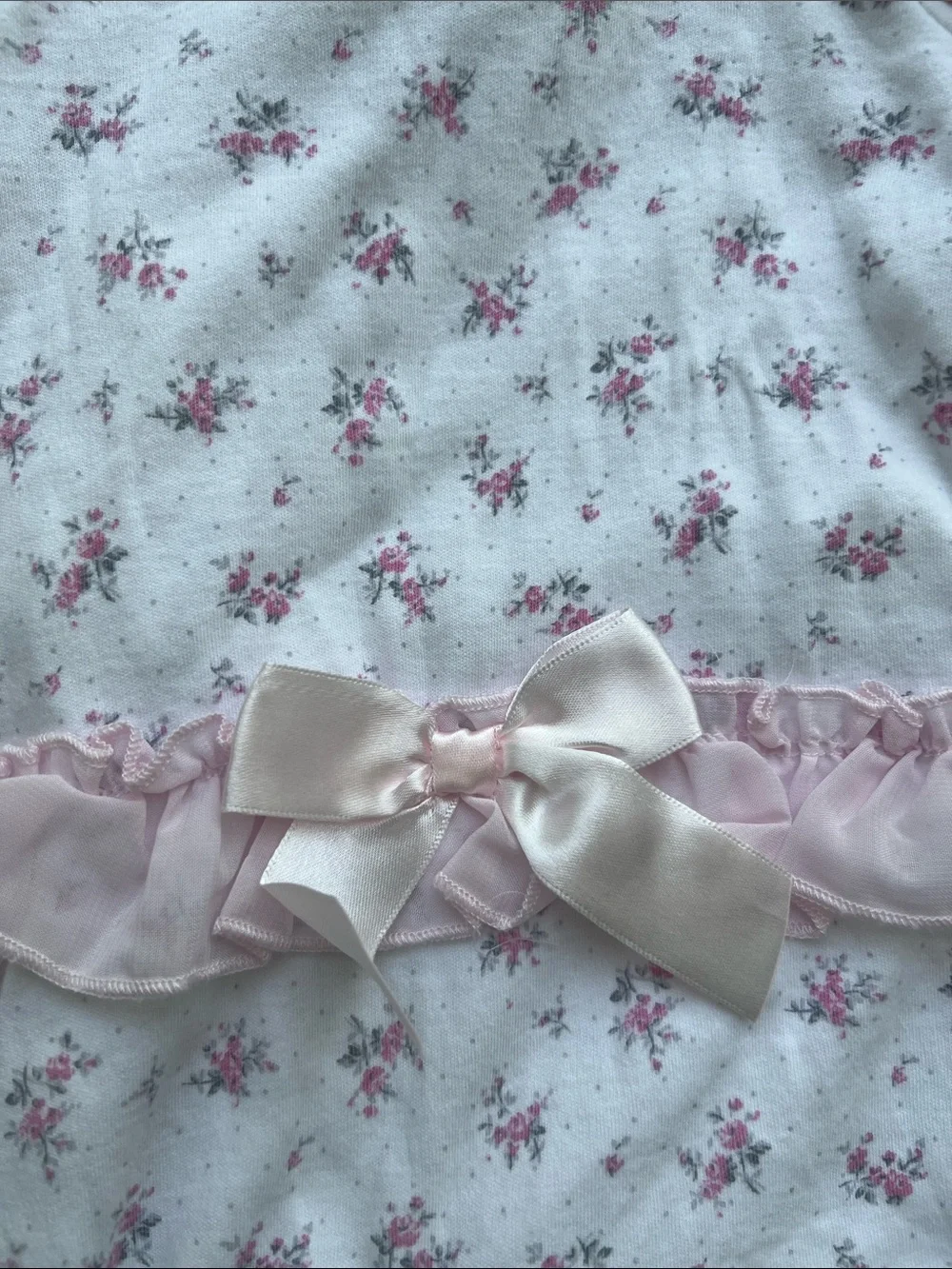 Pink Floral Ruffle Footie One-Piece for Baby Girls